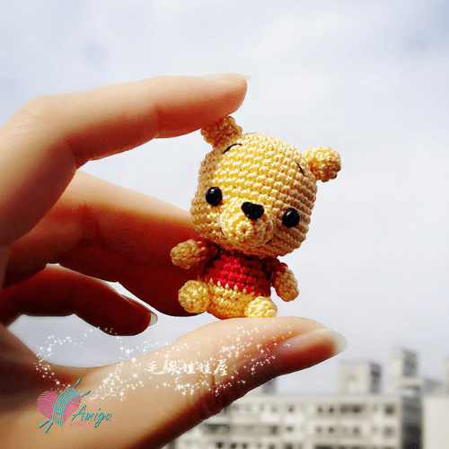 Crochet Pooh Bear Plushie Keychain 100% Cotton Blend Cute -  Denmark