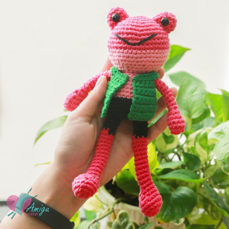 Amigurumi little Frog in vest crochet pattern