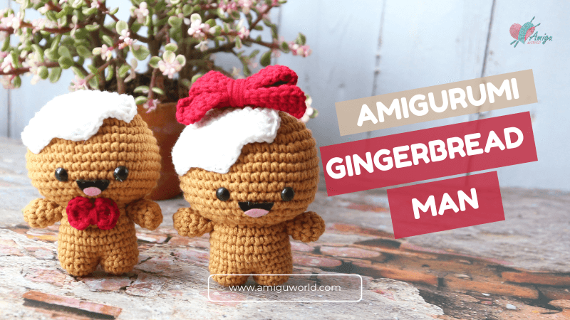 Gingerbread man amigurumi free crochet pattern
