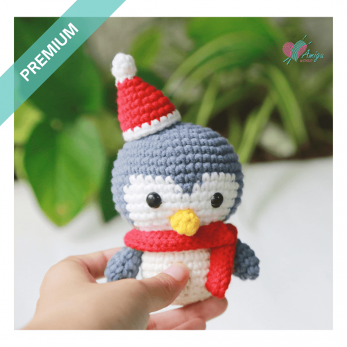 Penguin with Santa hat crochet pattern amigurumi – English pattern