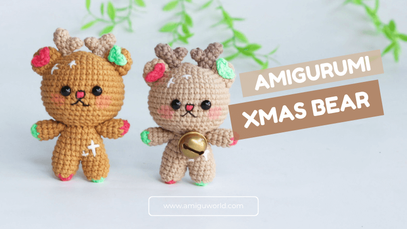Amigurumi bear in reindeer free crochet Christmas pattern